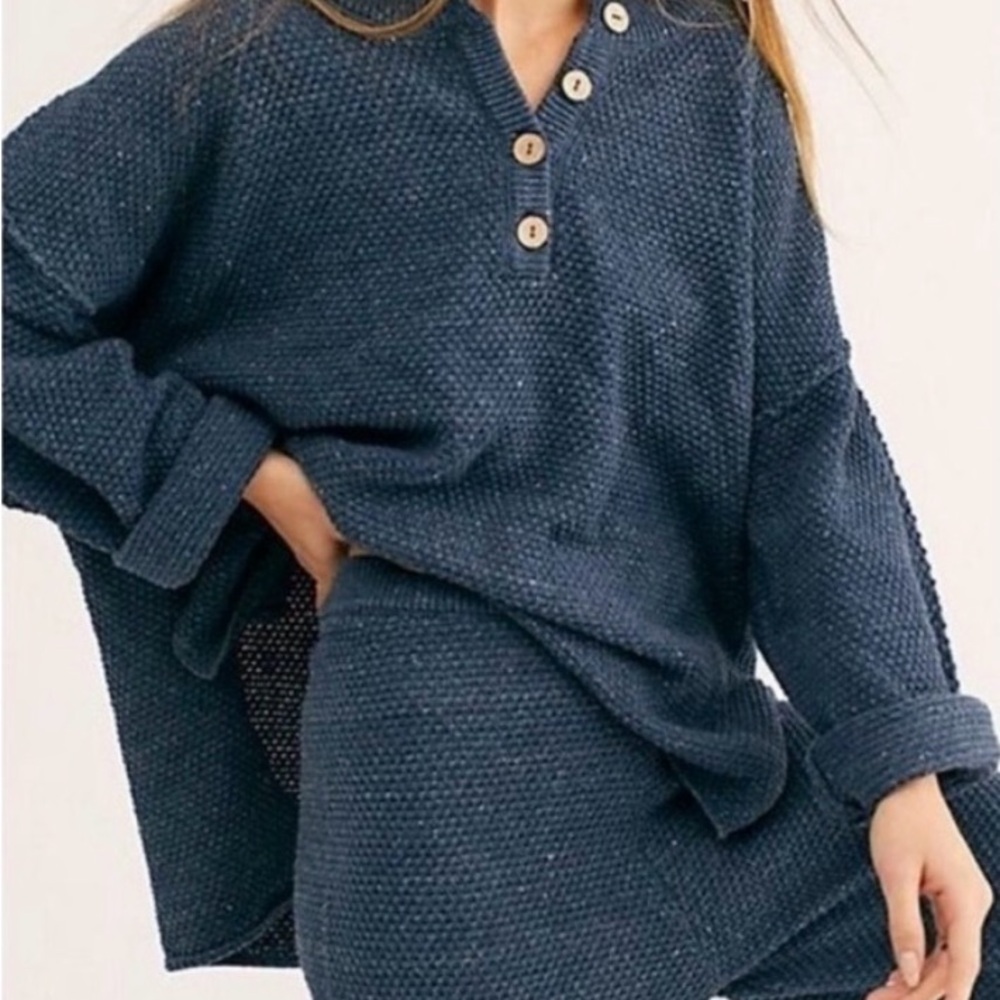 Free People Hailee Blue Sweater and Pant set